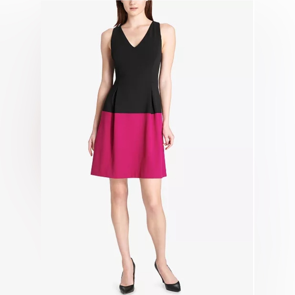 Tommy Hilfiger Colorblock Scuba Crepe Dress womens size 6P Sleeveless  (D97)‎